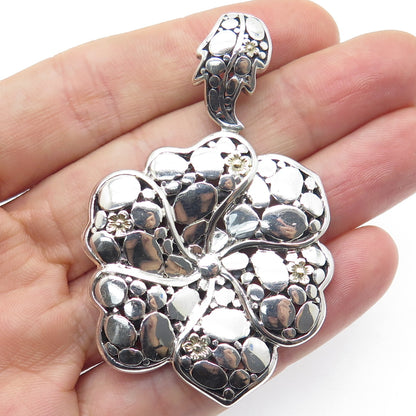 925 Sterling Silver Vintage Kali Flower Blossom Pendant