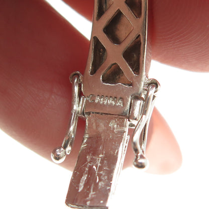 MY RED BIRD 925 Sterling Silver Real Round-Cut Diamond Bangle Bracelet 6.75"