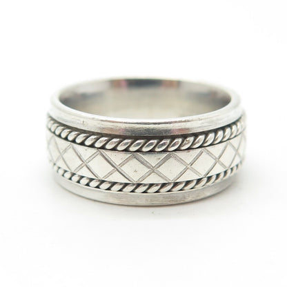 925 Sterling Silver Vintage DGS Turkey Hand Braided Wedding Band Ring Size 8.25