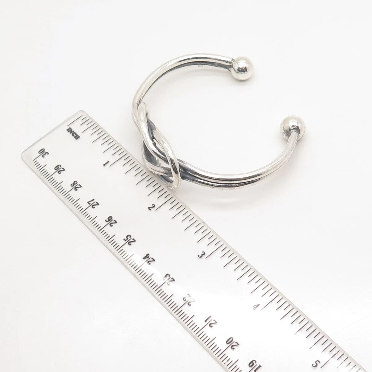 925 Sterling Silver Vintage Knot Loop Adjustable Cuff Bracelet 6.5"