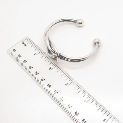 925 Sterling Silver Vintage Knot Loop Adjustable Cuff Bracelet 6.5"