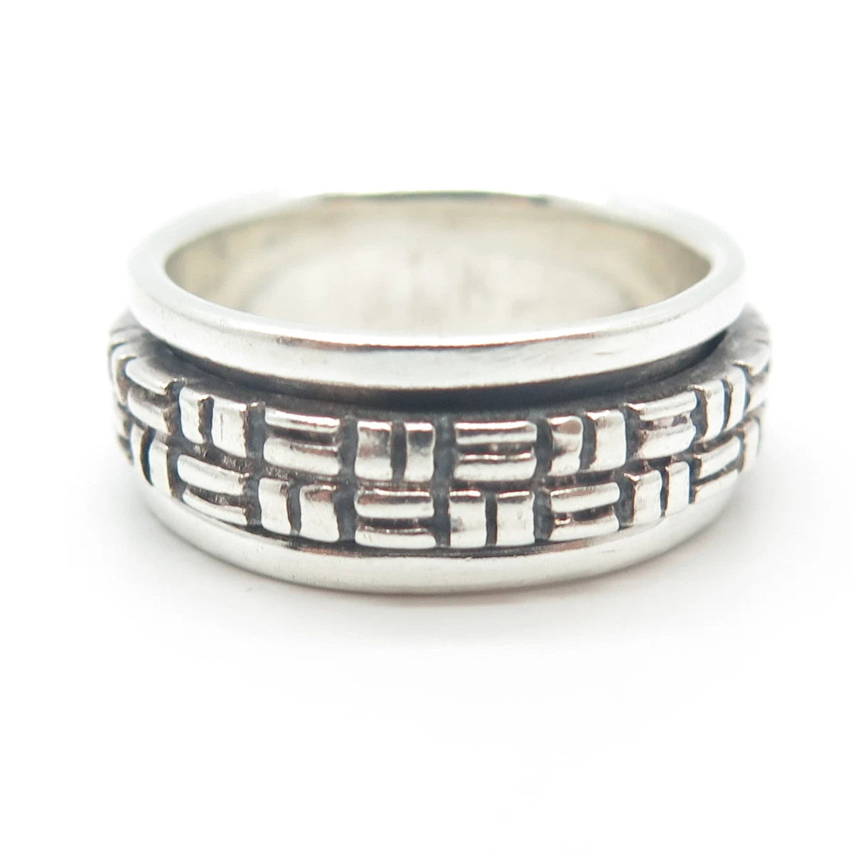 925 Sterling Silver Vintage Woven Rotating Band Ring Size 5.75