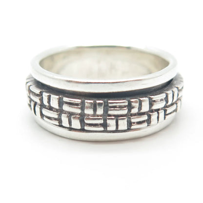 925 Sterling Silver Vintage Woven Rotating Band Ring Size 5.75