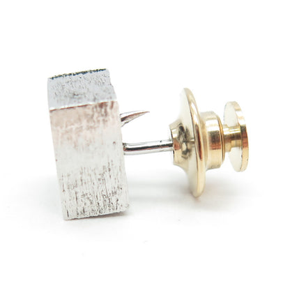 925 Sterling Silver 2-Tone Vintage Open Box Lapel Pin