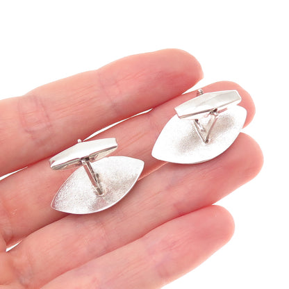 925 Sterling Silver Vintage Poland Real Amber Modernist Cufflinks