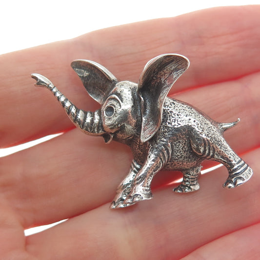 DANECRAFT 925 Sterling Silver Vintage Dumbo Elephant Oxidized Pin Brooch