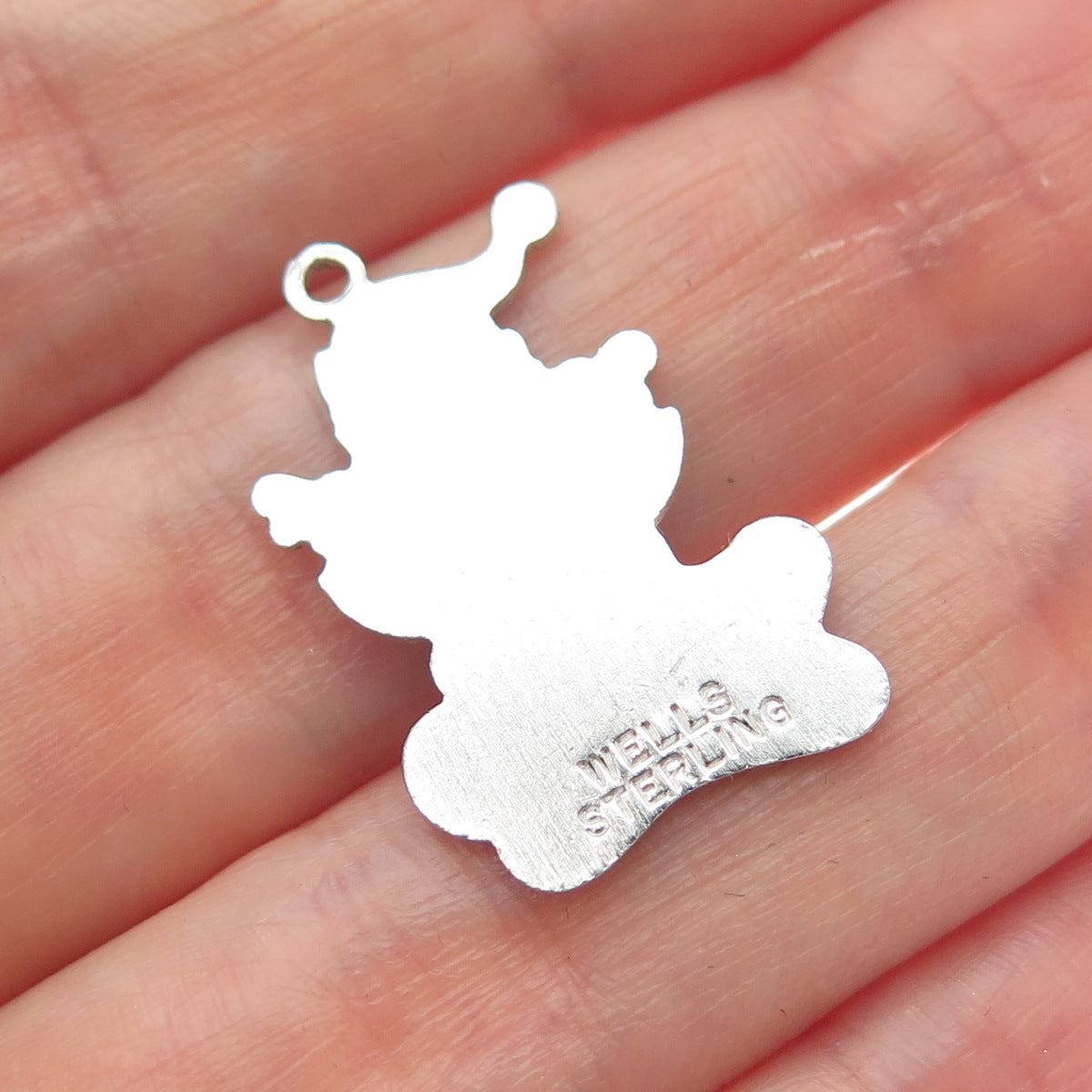 WELLS 925 Sterling Silver Antique Enamel Santa Claus Ice Skating Charm Pendant