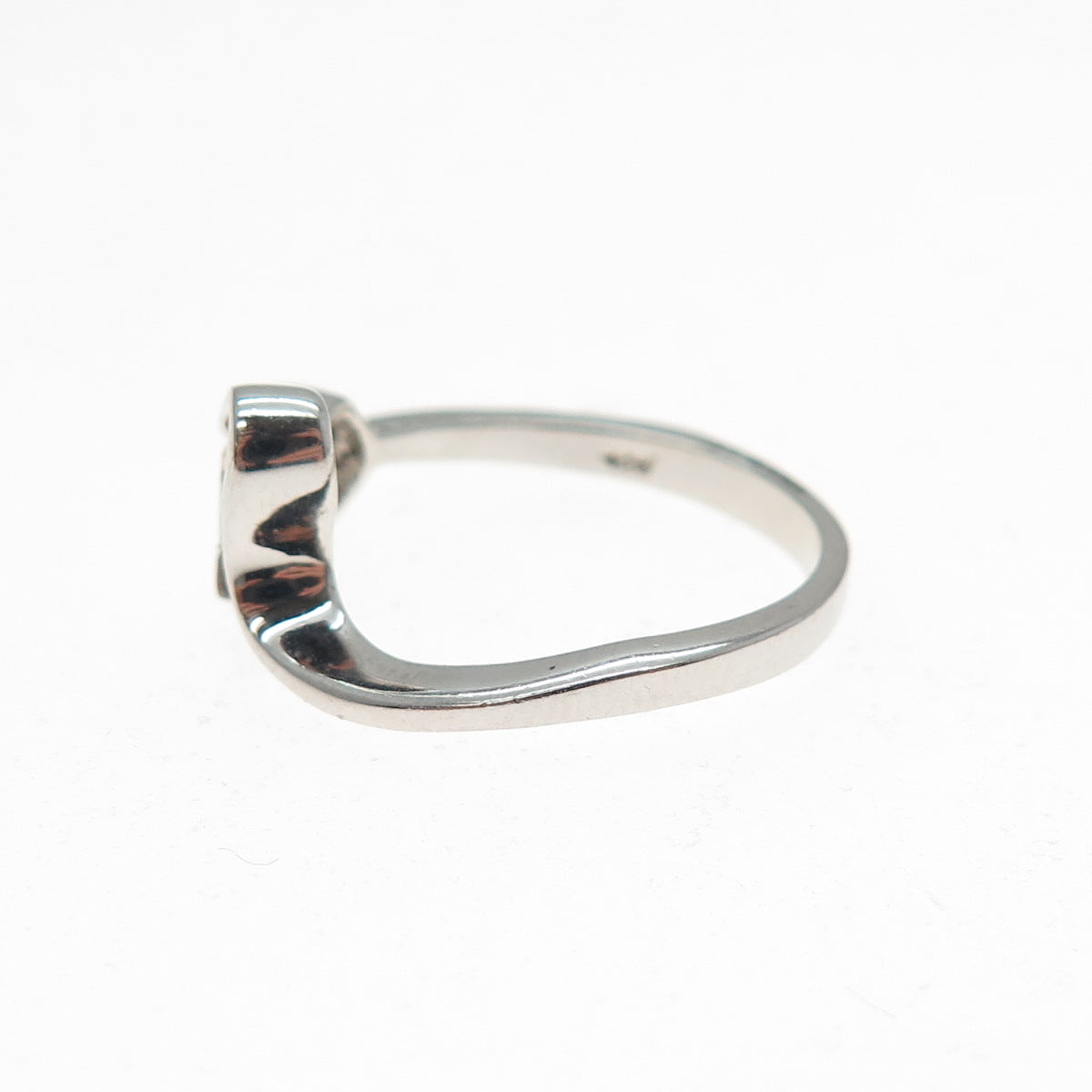 925 Sterling Silver Round-Cut Champagne C Z Modernist Heart Ring Size 6
