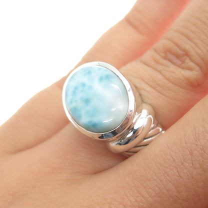 SAJEN 925 Sterling Silver Vintage Real Larimar Modernist Ring Size 6.25