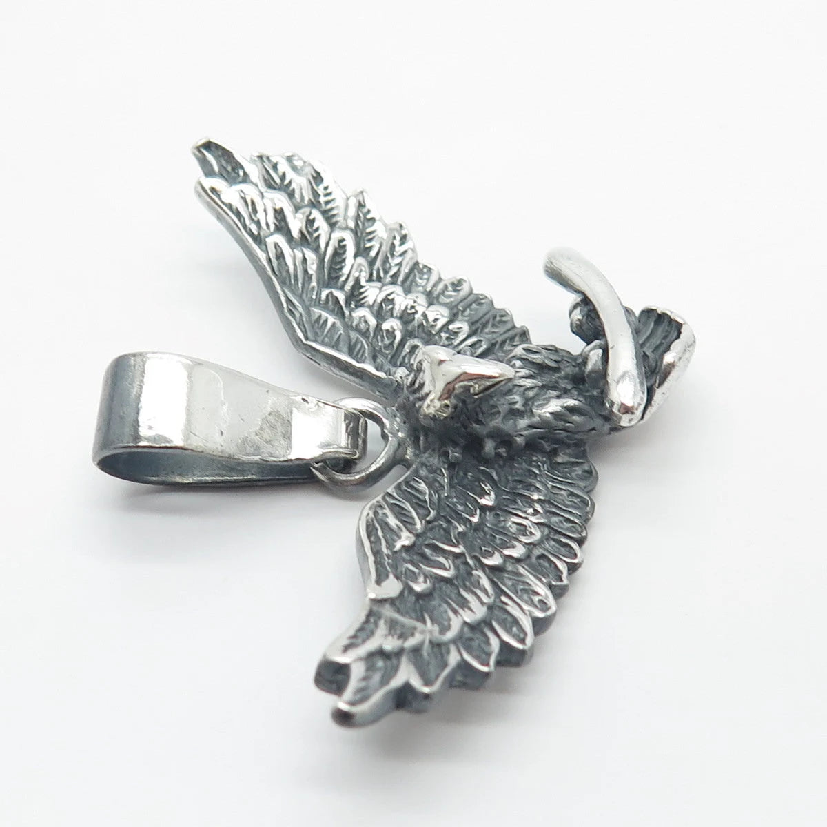 925 Sterling Silver Vintage Hawk Bird Pendant