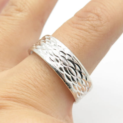 925 Sterling Silver Vintage Etched Band Ring Size 10.75