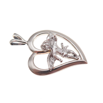 Tru-Kay 925 Sterling Silver Vintage Cherub Heart Charm Pendant