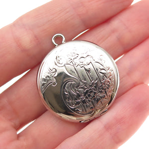 Danecraft 925 Sterling Silver Antique Art Deco Engraved Floral Locket Pendant