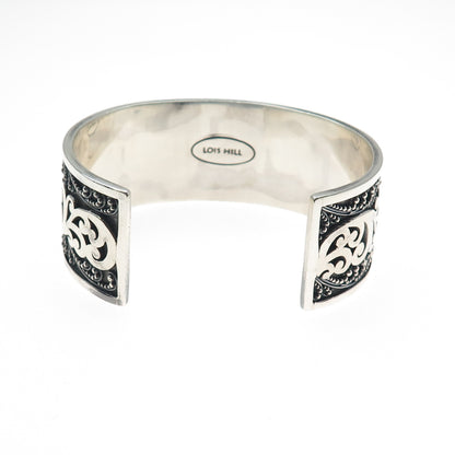 LOIS HILL 925 Sterling Silver Vintage Granulated Scroll Adjustable Bracelet 7.5"