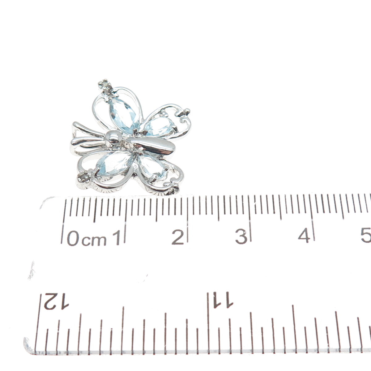DBJ DEE BERKLE 925 Sterling Real Diamond Accent & Blue Topaz Butterfly Pendant