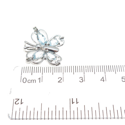 DBJ DEE BERKLE 925 Sterling Real Diamond Accent & Blue Topaz Butterfly Pendant