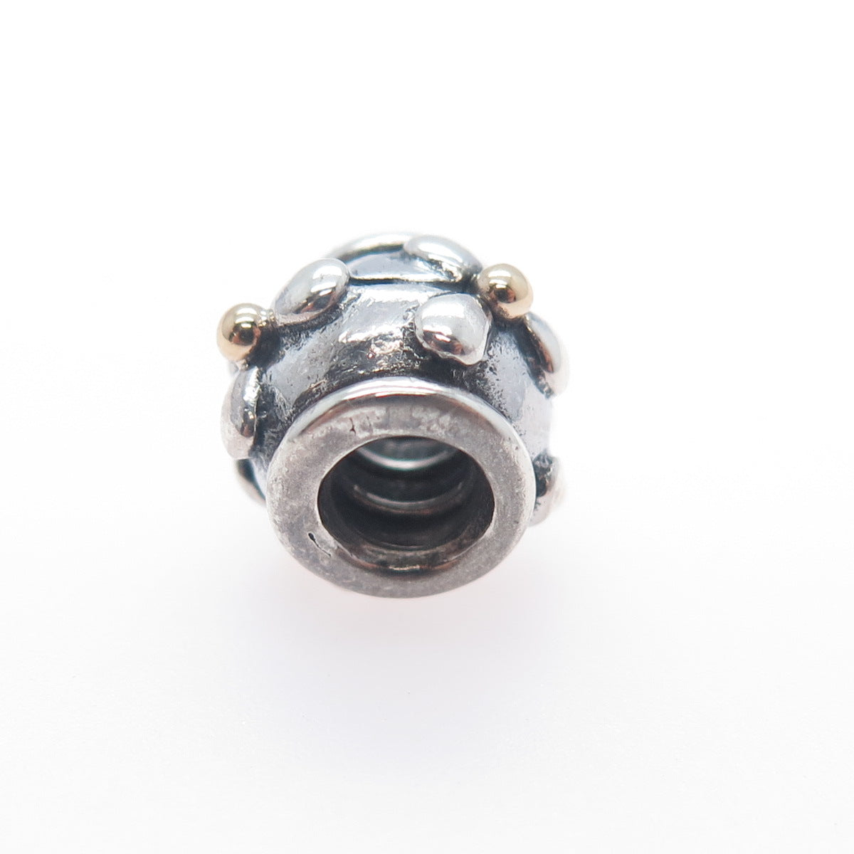 PANDORA 925 Sterling Silver & Gold Tivoli Flower Slide Bead Charm