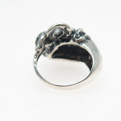 925 Sterling Silver Vintage Modernist Lion Oxidized Ring Size 6.5