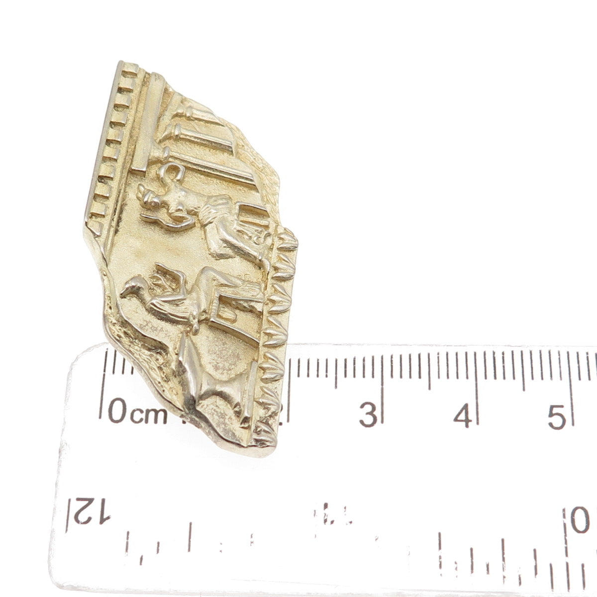 835 Silver Gold Plated Vintage Roman Frieze Pin Brooch