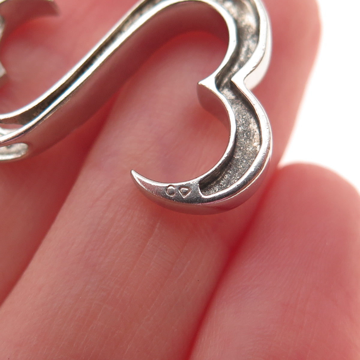 925 Sterling Silver Open Heart Box Chain Necklace 18"