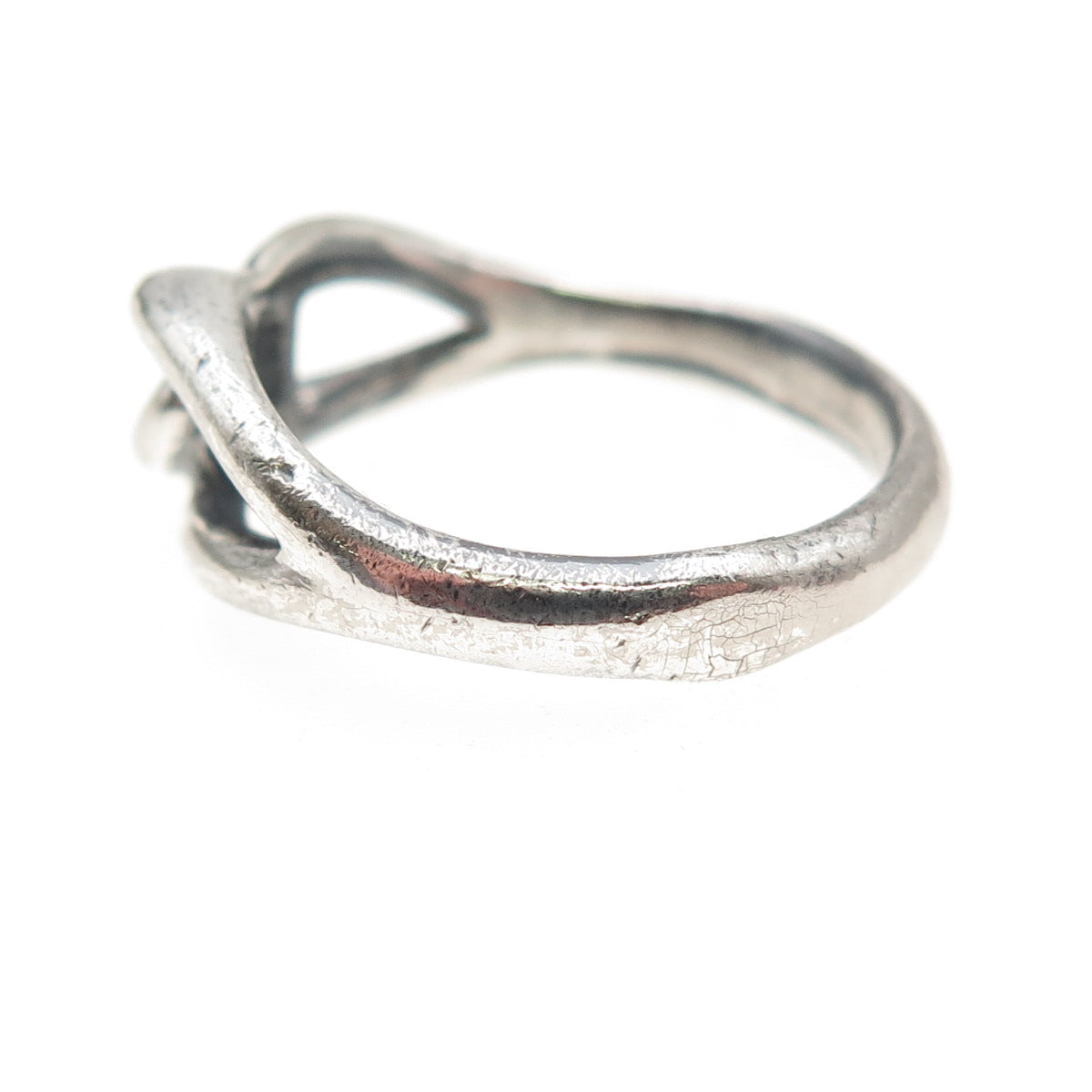 925 Sterling Silver Vintage Modernist Interlocked Oxidized Ring Size 8