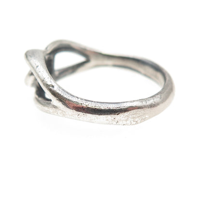 925 Sterling Silver Vintage Modernist Interlocked Oxidized Ring Size 8