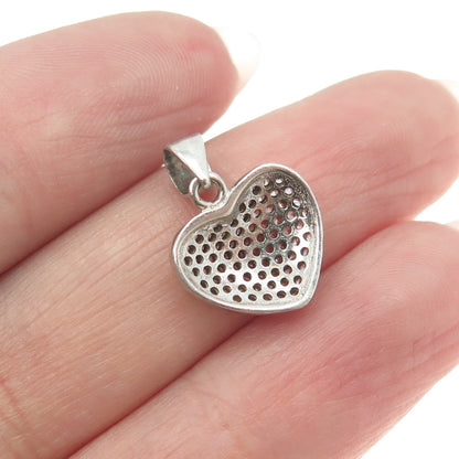 925 Sterling Silver Vintage Round-Cut C Z Heart Charm Pendant