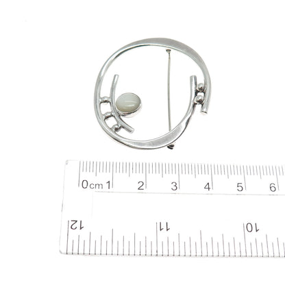 925 Sterling Silver Vintage MCW Artisan Real MOP Modernist Pin Brooch