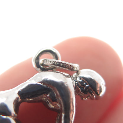 SPENCER 925 Sterling Silver Antique Art Deco Diver Minimalist 3D Charm Pendant