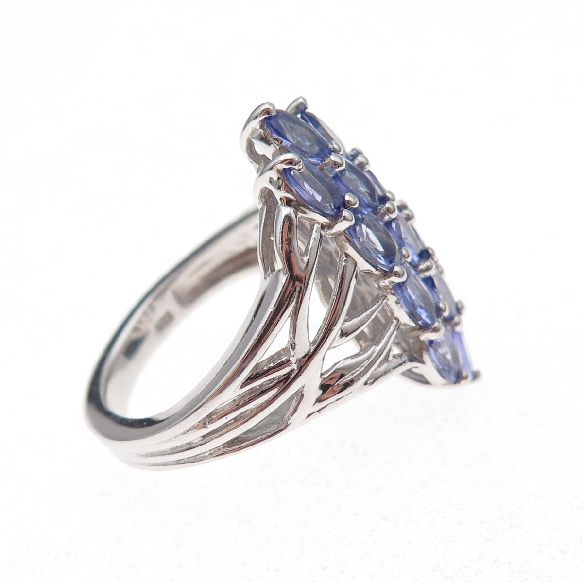 Chuck Clemency 925 Sterling Silver Real Oval-Cut Tanzanite Ring Size 8.25