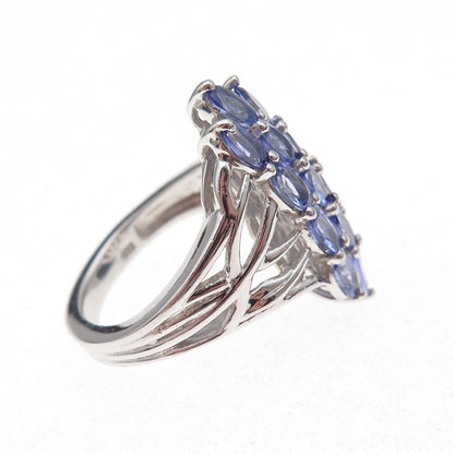 Chuck Clemency 925 Sterling Silver Real Oval-Cut Tanzanite Ring Size 8.25