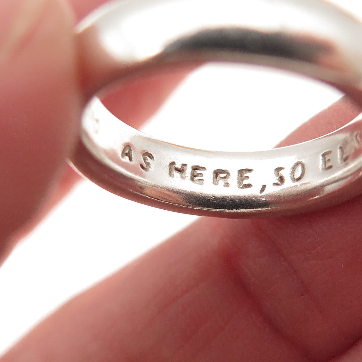 Me & Ro 925 Sterling Silver Vintage As Here, So Elsewhere Band Ring Size 5.5