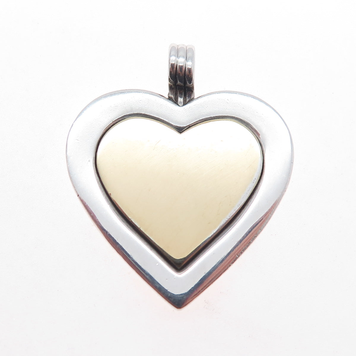 TIFFANY & CO. 925 Sterling Silver 18K Gold Vintage Engraved Heart Charm Pendant