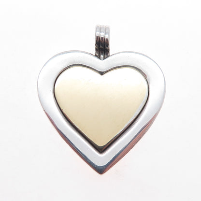 TIFFANY & CO. 925 Sterling Silver 18K Gold Vintage Engraved Heart Charm Pendant
