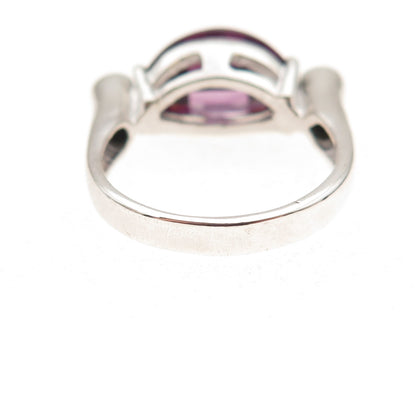 925 Sterling Silver Vintage Purple & White C Z Modernist Ring Size 7.5
