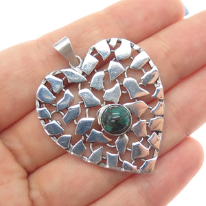 925 Sterling Silver Vintage Israel Real Eilat Modernist Heart Pendant