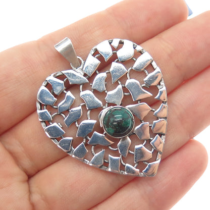 925 Sterling Silver Vintage Israel Real Eilat Modernist Heart Pendant