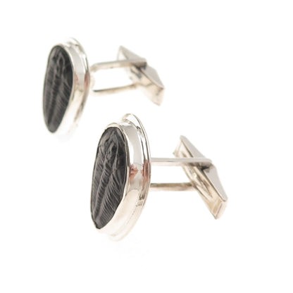 Ray Van Cleve 925 Sterling Silver Vintage Trilobite Fossil Oxidized Cufflinks