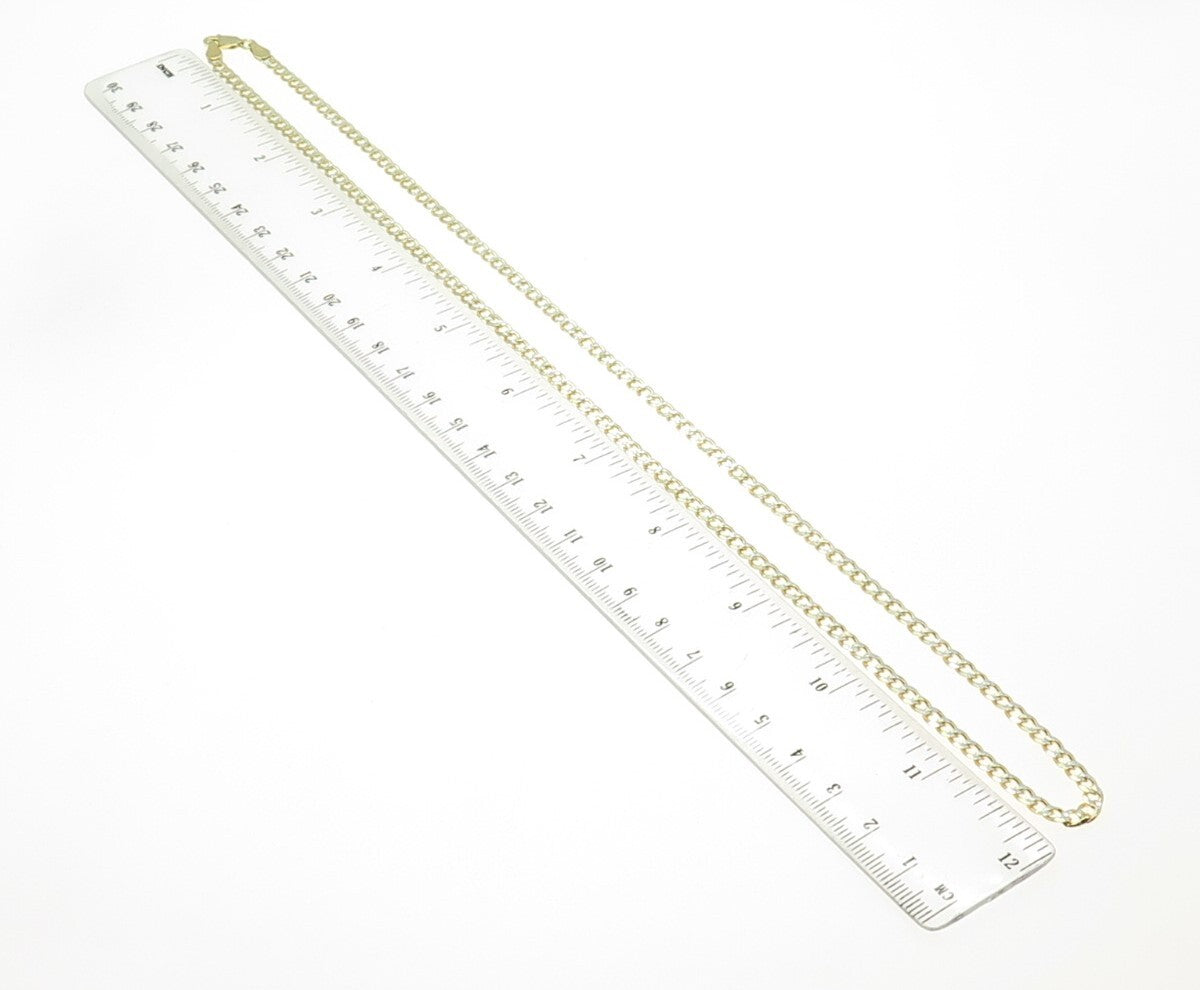 P. LUX 925 Sterling Silver Gold Plated Italy Diamond-Cut Curb Chain Necklace 24"