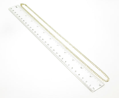 P. LUX 925 Sterling Silver Gold Plated Italy Diamond-Cut Curb Chain Necklace 24"