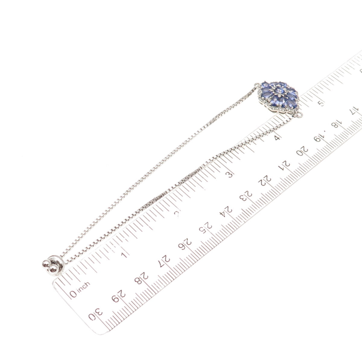Chuck Clemency 925 Sterling Silver Real Tanzanite & White Topaz Bracelet 6-9.5"