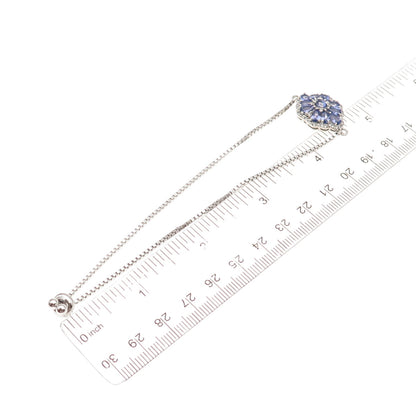 Chuck Clemency 925 Sterling Silver Real Tanzanite & White Topaz Bracelet 6-9.5"