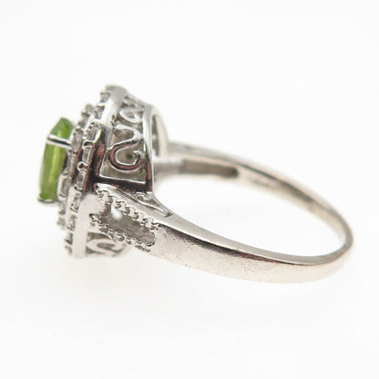 Jane Seymour 925 Sterling Silver Real Peridot & White Topaz Ring Size 8.5
