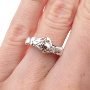 925 Sterling Silver Vintage Mexico Fede Gimmel Friendship Folding Ring Size 5.25