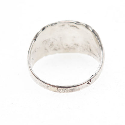 Old Pawn 925 Sterling Silver Vintage Southwestern Turquoise Tribal Ring Size 9.5