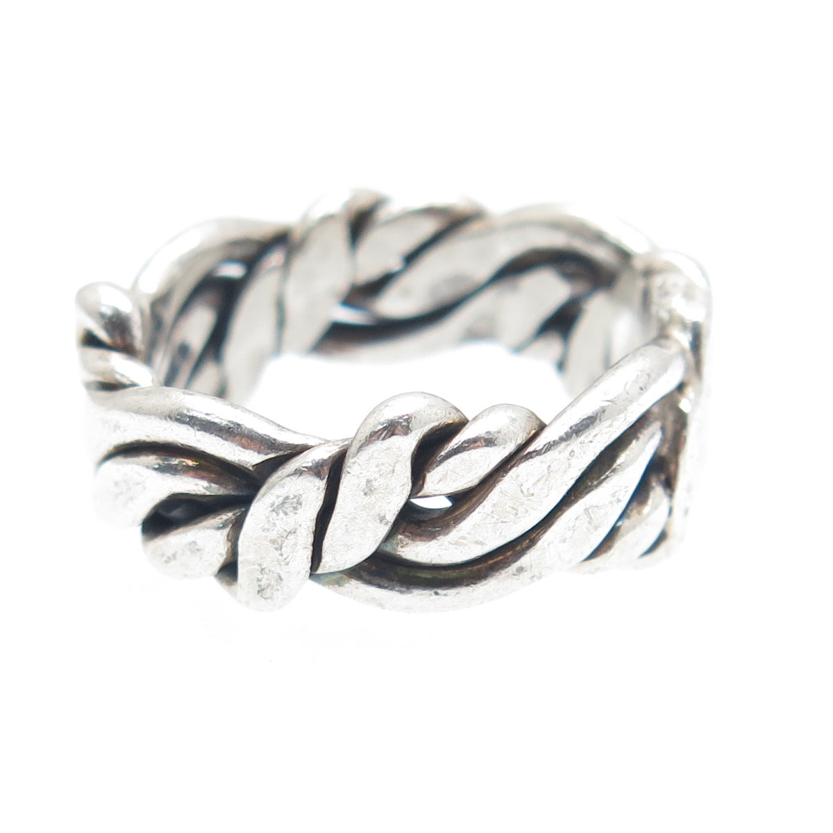925 Sterling Vintage Mexico Modernist Woven Band Ring Size 10.25