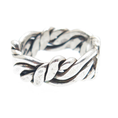 925 Sterling Vintage Mexico Modernist Woven Band Ring Size 10.25