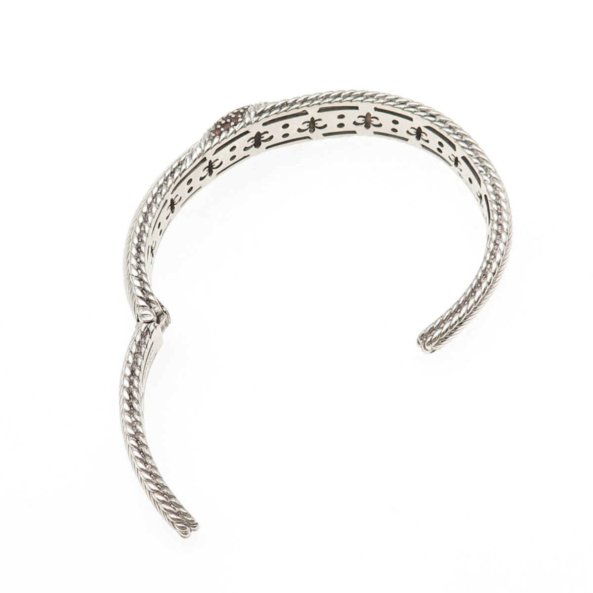 Judith Ripka 925 Sterling Silver Real Round-Cut Cognac Topaz Cuff Bracelet 7"