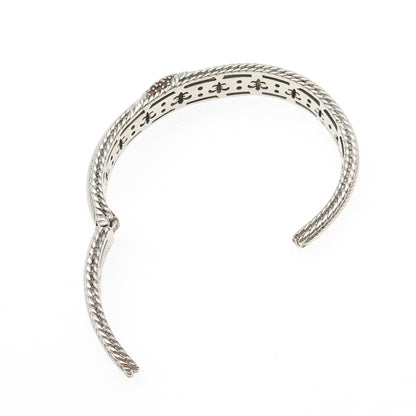 Judith Ripka 925 Sterling Silver Real Round-Cut Cognac Topaz Cuff Bracelet 7"