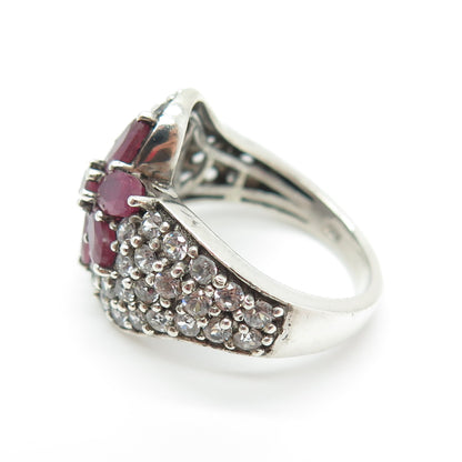 CHUCK CLEMENCY 925 Sterling Silver Real Ruby Gemstone & C Z Ring Size 6.25